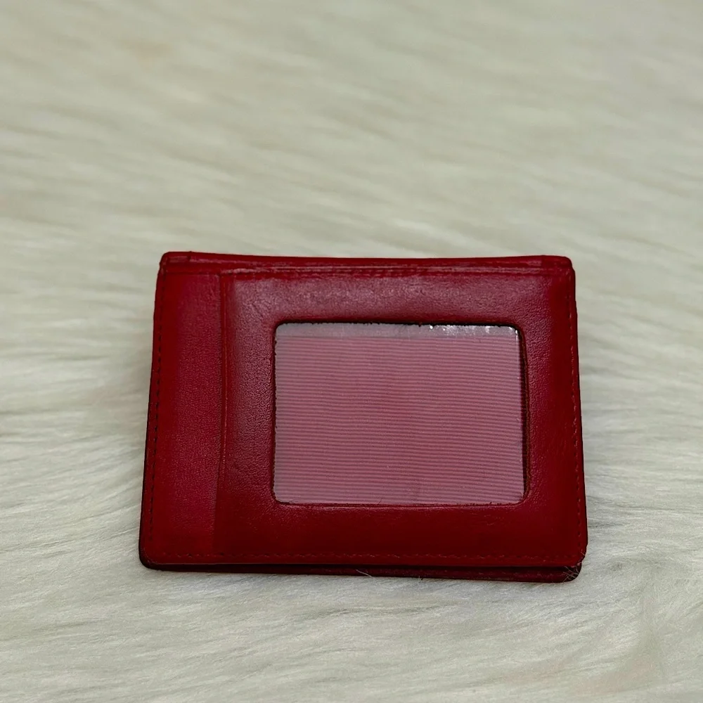 VALENTINO GARAVANI - RED LEATHER BIFOLD CARDHOLDER WALLET CASE